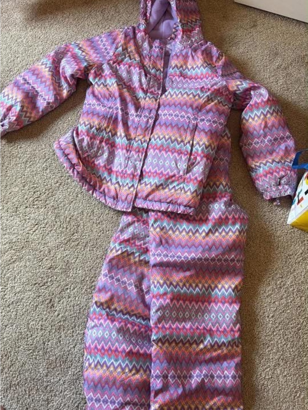 Girls' Pink Chevron Hooded 3 piece Snow Set